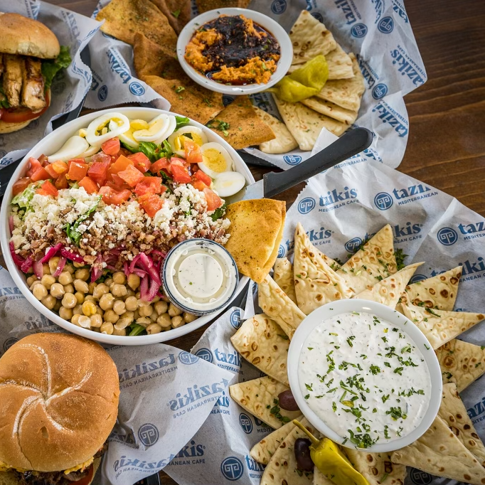 assortment Taziki's menu items