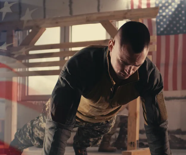 Soldier working out