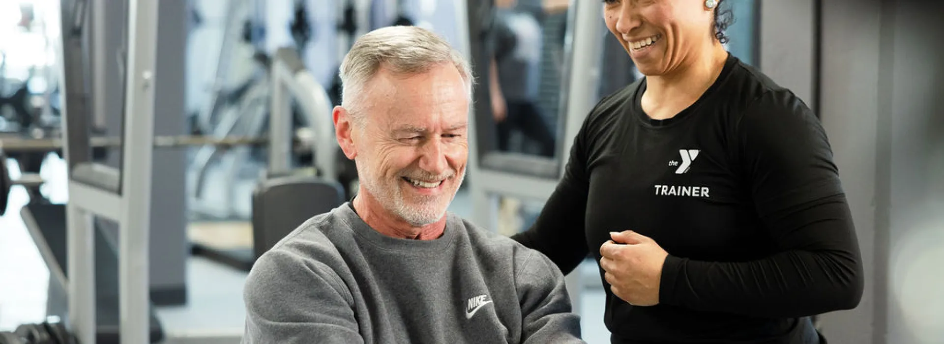 Personal trainer and client